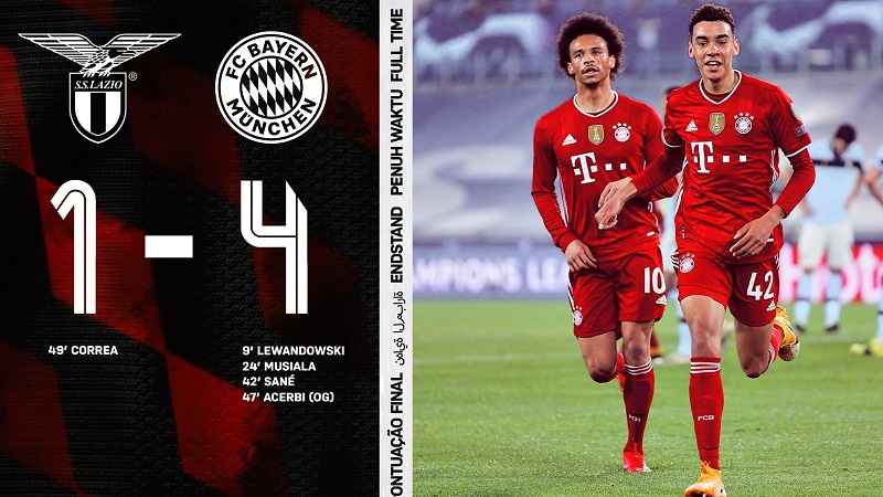 Empat gol Bayern Munchen hanya mendapat balasan satu gol dari Lazio. (Foto: Twitter Bayern)