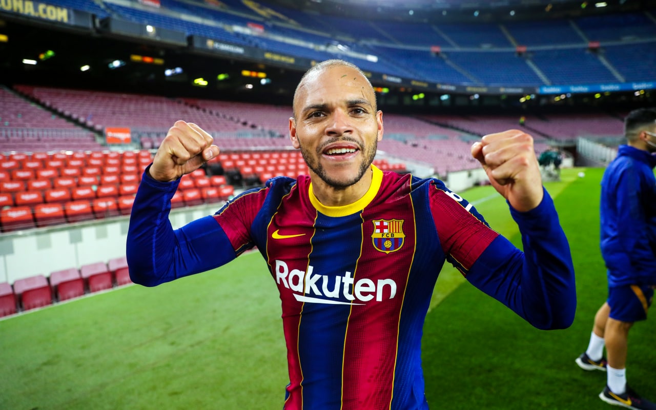 Martin Braithwaite mencetak gol penentu, Barcelona melenggang ke final Copa del Rey lewat keunggulan agregat 3-2 atas Sevilla. (Foto: Twitter/@FCBarcelona) 