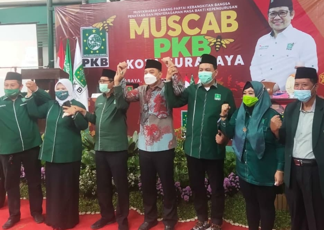 Walikota Surabaya Eri Cahyadi menghadiri Muscab DPC PKB Surabaya, Minggu 7 Maret 2021. (Foto: Alief Sambogo/Ngopibareng.id)