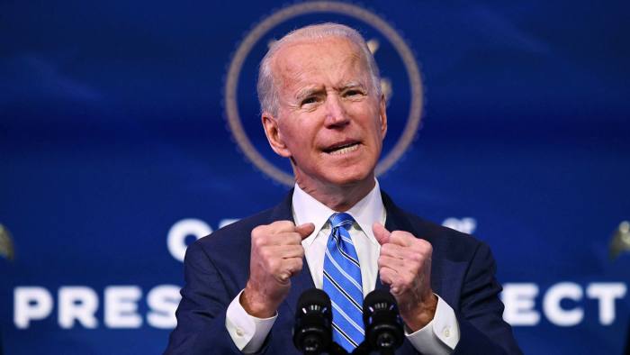 Presiden Amerika Serikat Joe Biden sedang menyampaikan pidatonya. (Foto: fiancial-times)