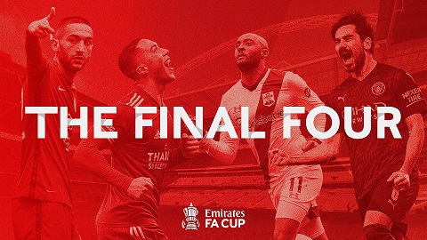 Empat kontestan Semifinal Piala FA 2020/2021 yakni Manchester City, Chelsea, Southampton, dan Leicester. (Grafis: Twitter)