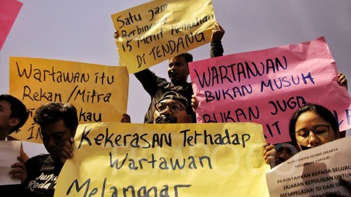 Aksi demo anti kekerasan jurnalis. (Foto: Tempo)