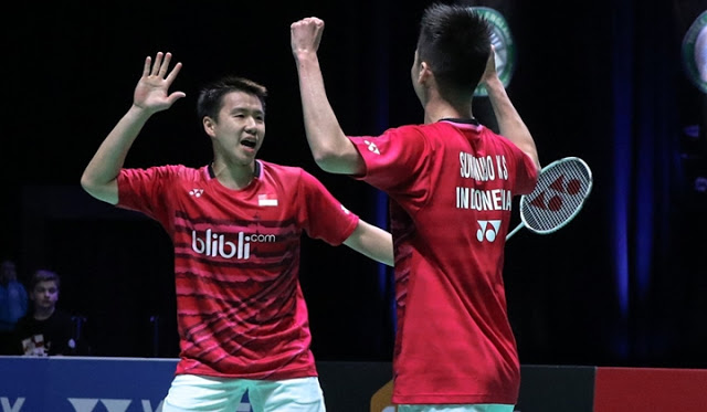 Kevin dan Marcus di India Open Super Series, Minggu (2/4). (Foto: PBSI)