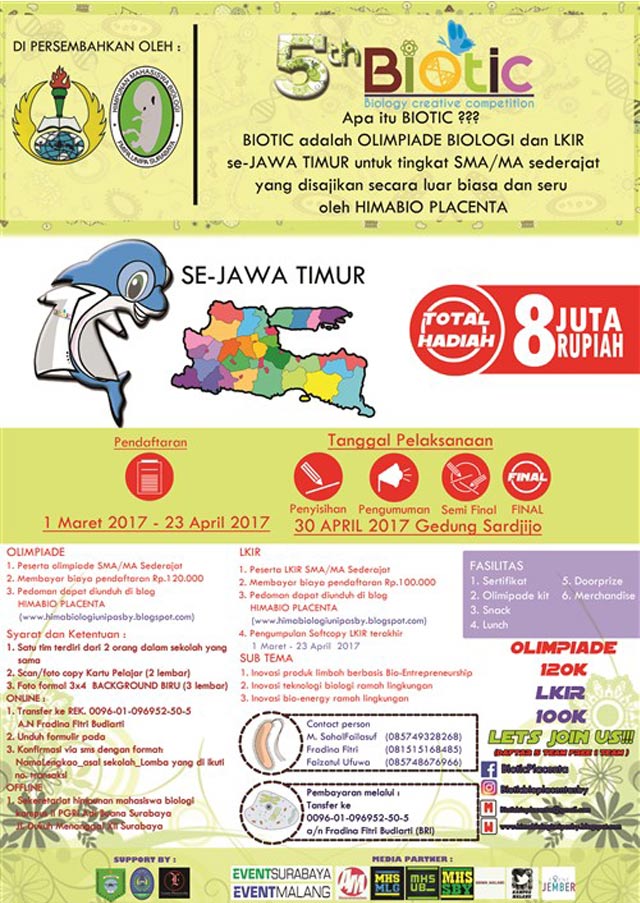 Olimpiade Biologi dan LKIR Se – Jawa Timur (BIOTIC) Olimpiade Biologi dan LKIR Se – Jawa Timur (BIOTIC)
