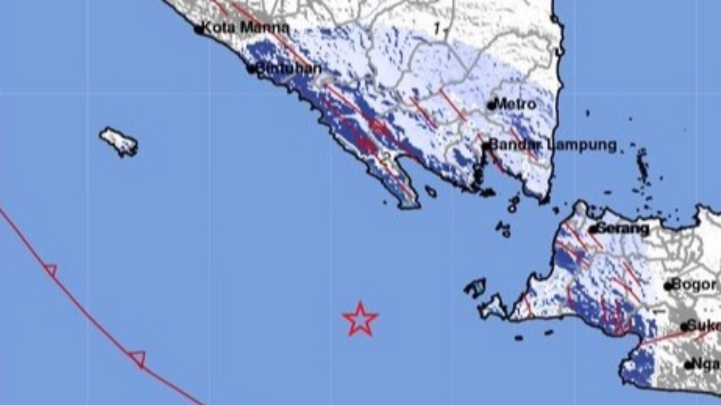 Lokasi gempa tektonik di megathrust. (Foto: BMKG)