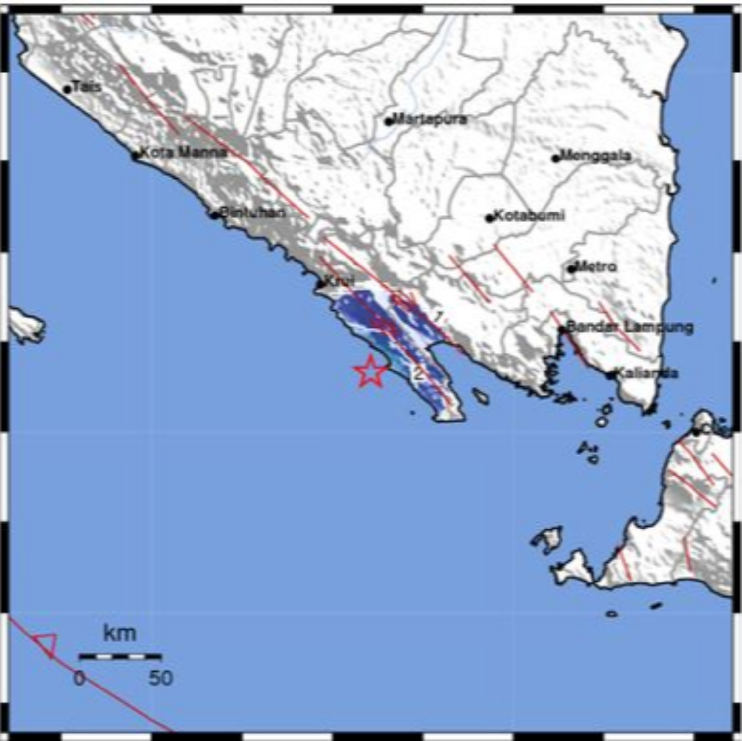 Gempa di Lampung Barat. (Foto: Twitter BMKG)