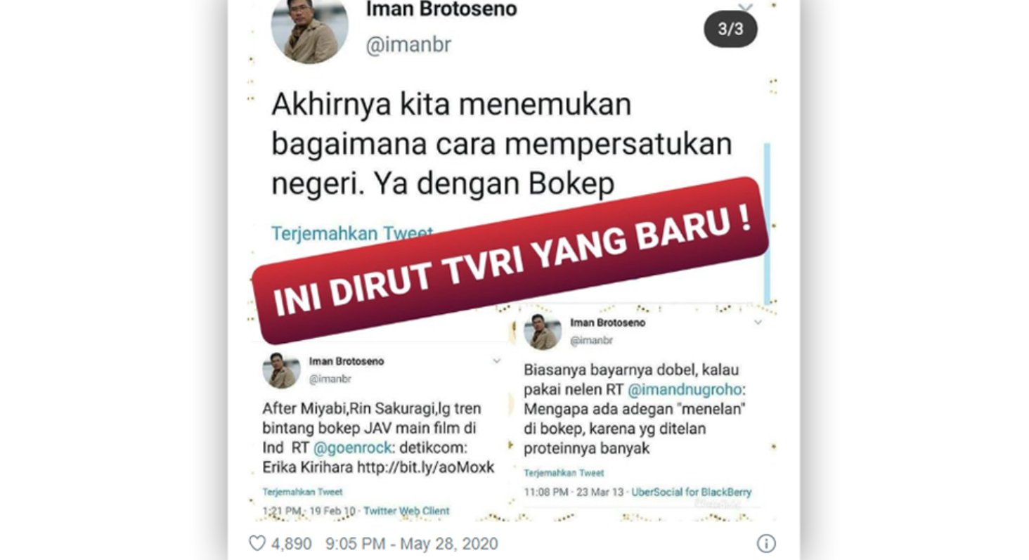 Cuitan Dirut TVRI baru, Iman Brotoseno, yang viral di media sosial. (Foto: Twitter Hilmi Firdausi @Hilmi28)