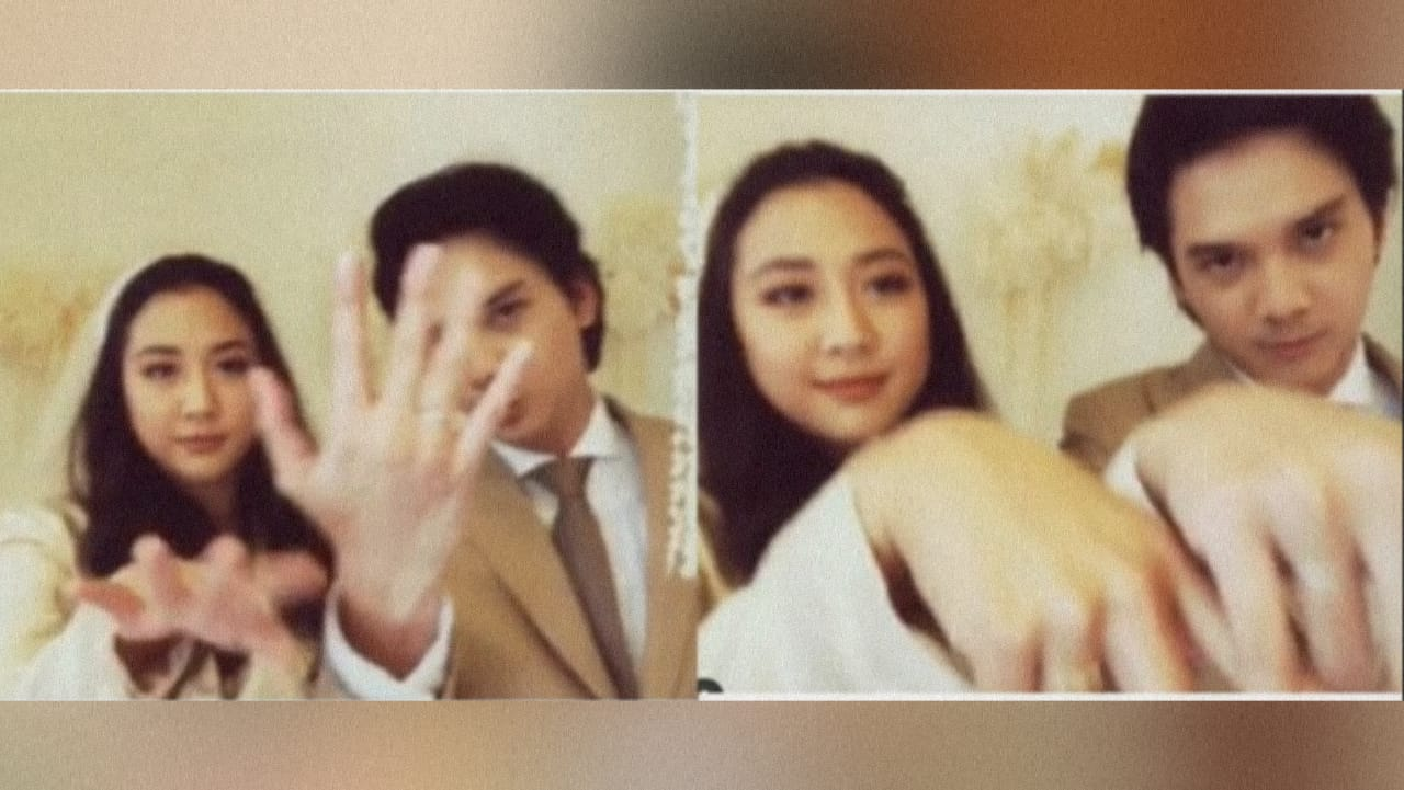 Pasangan Sherina Munaf dan Baskara Mahendra pamer cincin nikah, usai menggelar akad pada Selasa, 3 November 2020. (Foto: Instagram @sherinasinna)