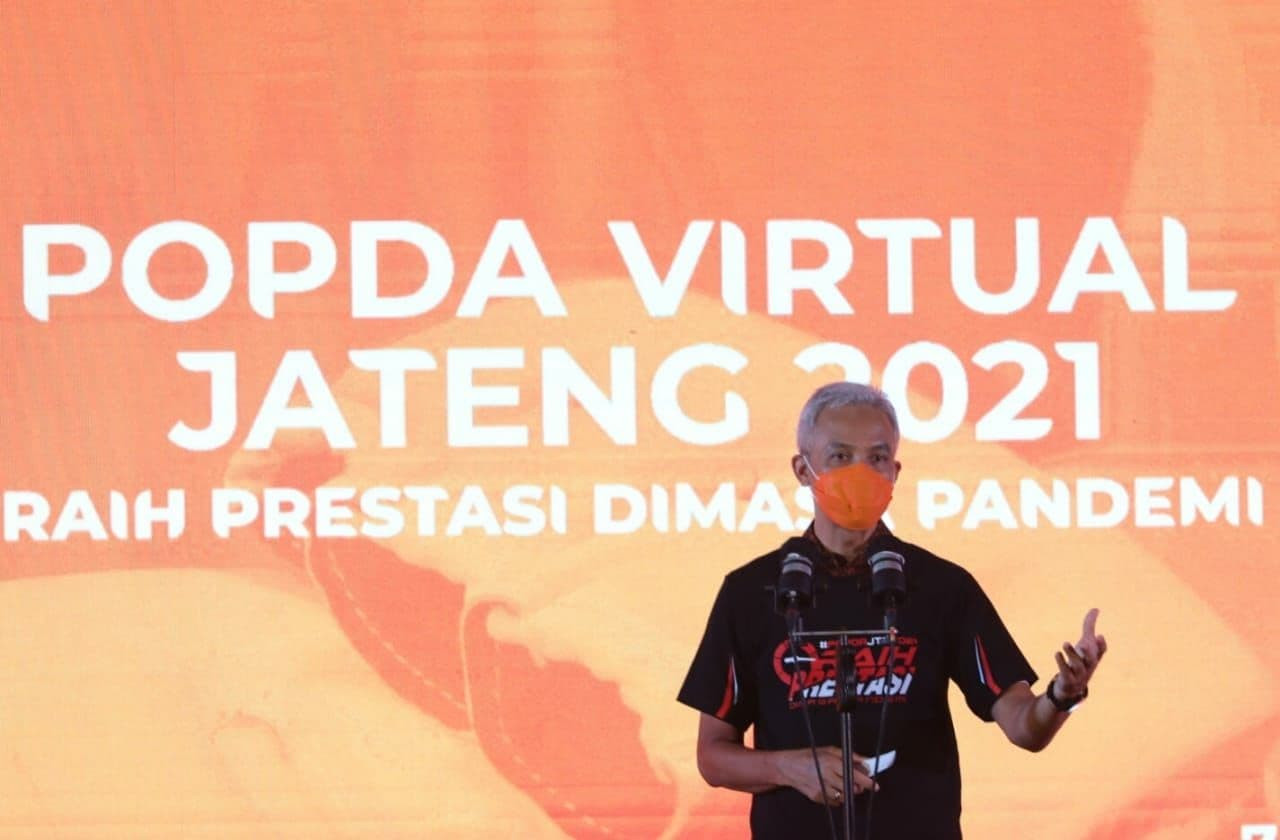 Gubernur Jawa Tengah Ganjar Pranowo membuka Pekan Olahraga Pelajar Daerah (Popda) Jawa Tengah 2021. (Foto: Istimewa)