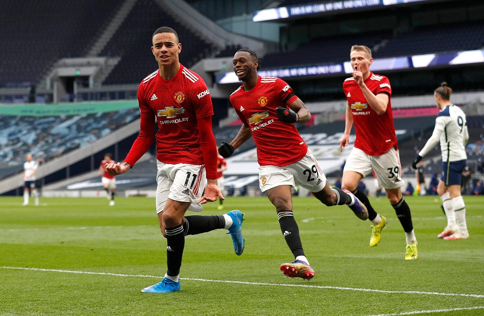 Skuad Manchester United sukses menggejar ketinggalan atas tim tuan rumah, Tottenham Hotspur di laga lanjutan Liga Inggris di Tottenham Stadium, Minggu 11 April 2021. (Foto: Twitter @premierleague)