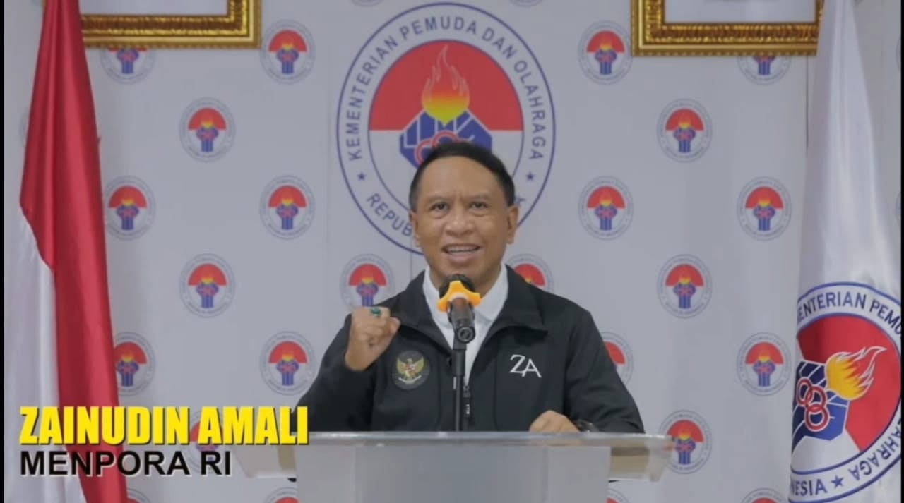 Menpora RI, Zainuddin Amali saat membuka ajang Youth Esports Tournament 2021 secara online, Sabtu 17 April 2021. (Foto: Tangkapan Layar)