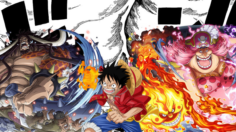 Komik One Piece: Luffy Si Topi Jeramy Vs Kaido dan Big Mom. (Ilustrasi: Eiichiro Oda/MangaPlus)