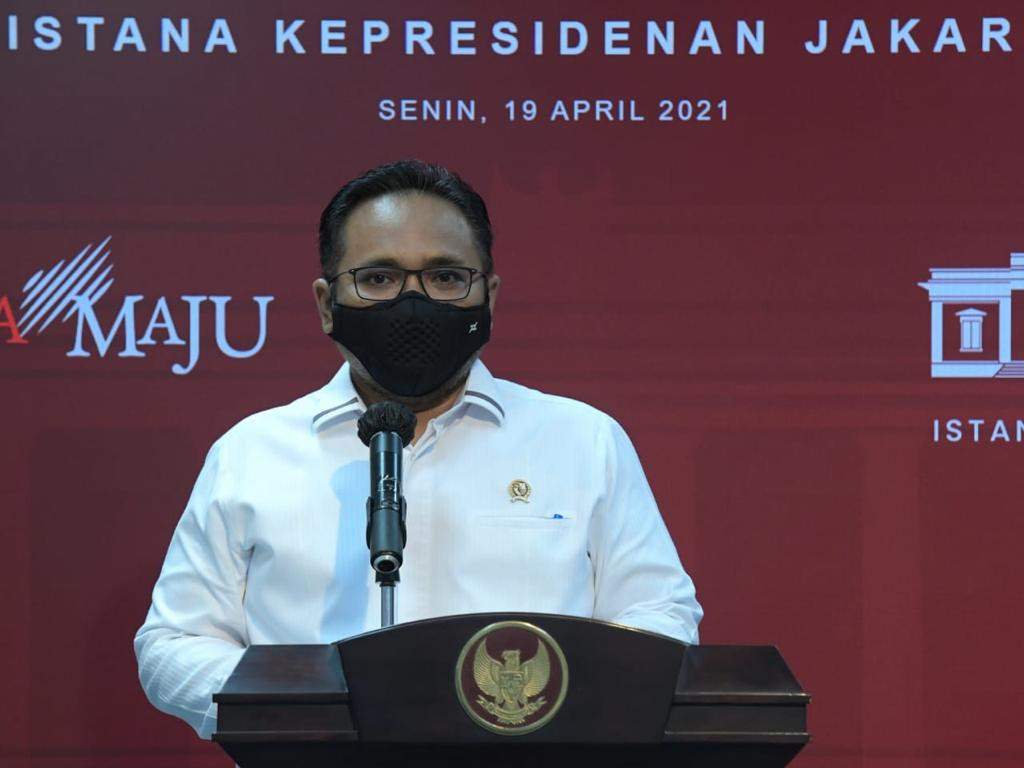 Menteri Agama Yaqut Cholil Qoumas saat memberikan keterangan pers di Kantor Presiden Jakarta, Selasa 20 April 2021. (Foto: Istimewa)