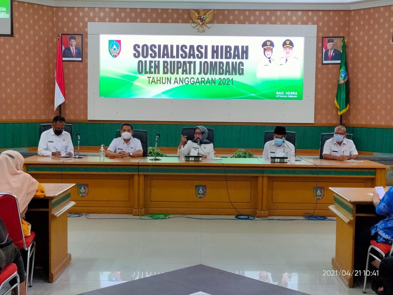 Sosialisasi pencairan hibah lembaga keagamaan yang digelar di ruang Bung Tomo Kantor Pemkab Jombang, Rabu 21 April 2021 kemarin.