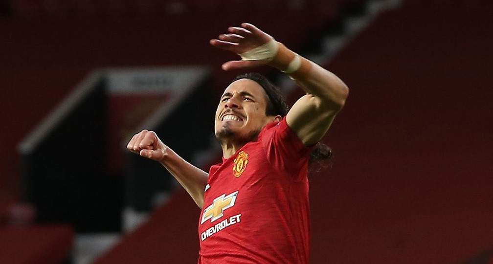 Performa Edinson Cavani kian moncer menjelang Premier League berakhir. Dia diharapkan bisa mencetak gol dan membawa MU menang lawan Leicester City di pekan ke-36 Premier League 2020/2021, Rabu 12 Mei 2021 di Old Trafford mendatang. (Foto: Twitter/@ManUtd)