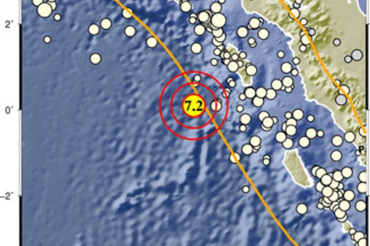 Pusat gempa bumi di Nias. (Foto: BMKG)