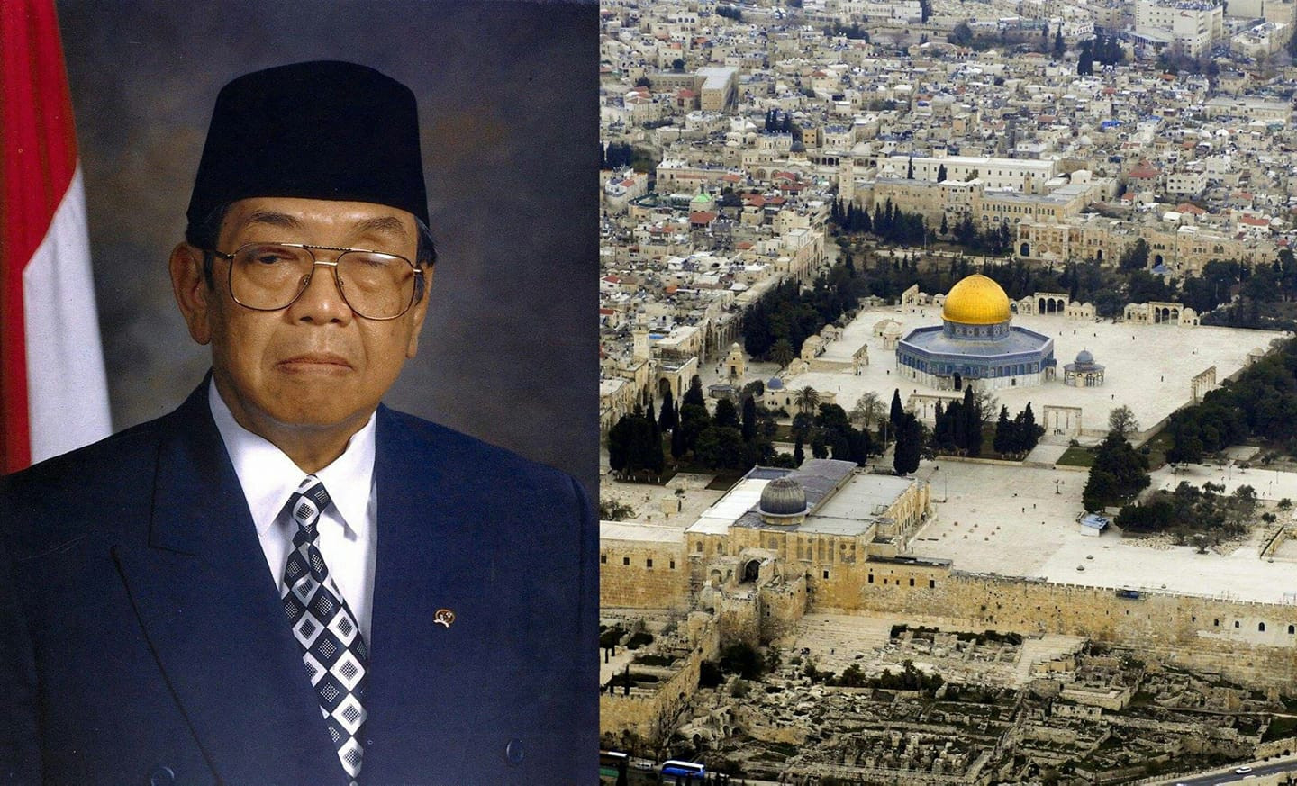 Gus Dur dan Masjid Al-Aqsaha atau Al-Quds di Yerusalem. (Foto: Istimewa)