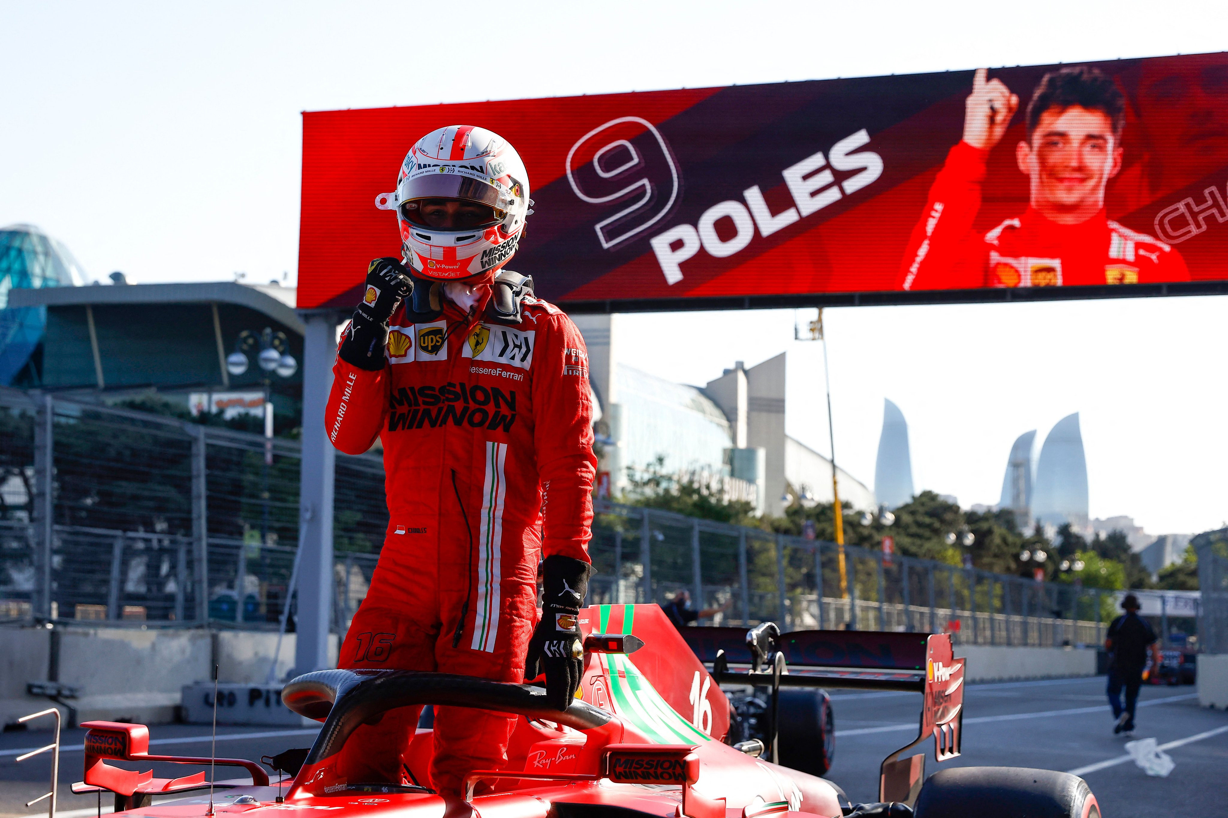 Charles Leclerc berhasil mengklaim start terdepan di balapan F1 GP Azerbaijan. (Foto: Twittee/@F1)