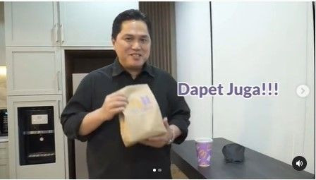 Erick Thohir mengungkapkan kelegaannya setelah mendapatkan BTS Meal. (Foto: Instagram)