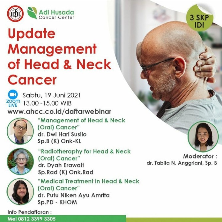 Informasi webinar "Update Manajement of Head & Neck Cancer" yang diselenggarakan AHCC. (Foto: Dokumentasi AHCC)