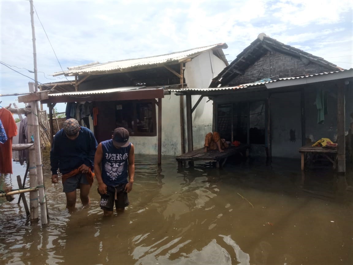 Permukiman warga di  Dusun Karanganom, Desa Karanganyar, Kecamatan Paiton, Kabupaten Probolinggo dilanda banjir rob. (Foto: Ikhsan Mahmudi/Ngopibareng.id)