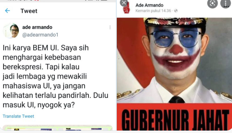 Meme Joker karya Ade Armando (Foto: Twitter)