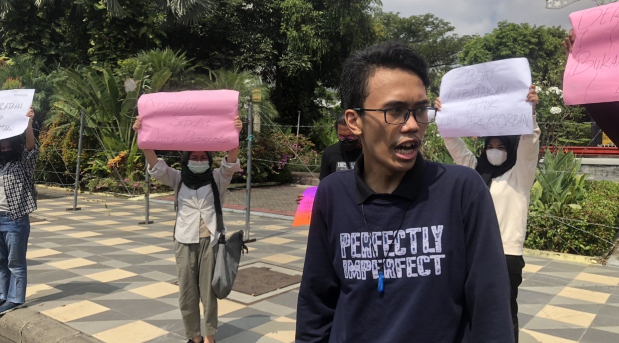 Ketua Aliansi Pelajar Surabaya Mirza Akmal Putra (Foto: Andhi Dwi/Ngopibareng.id)