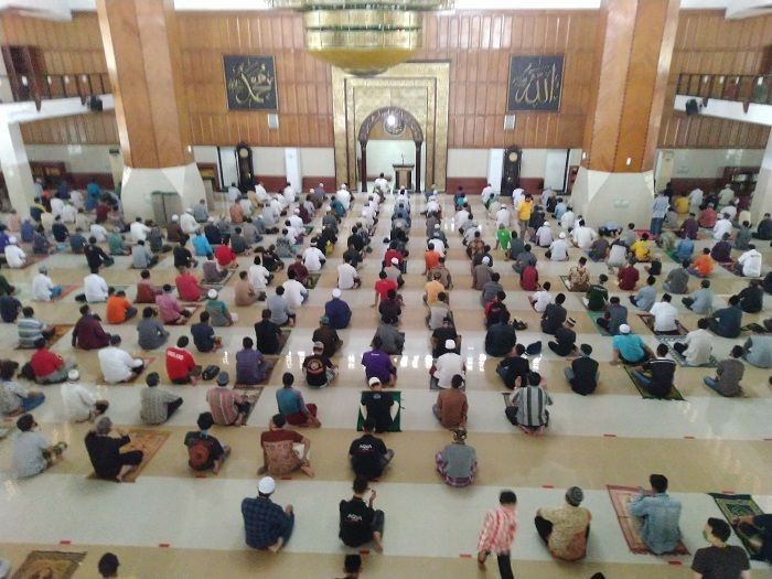 Masjid Agung Tasikmalaya, penerapan protokol kesehatan di masa pandemi. (Foto: Istimewa)