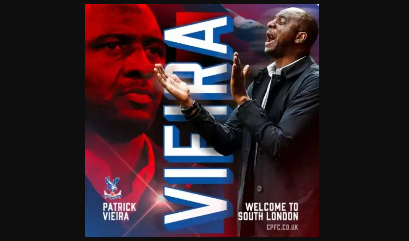 Crystal Palace resmi memperkenalkan Patrick Vieira sebagai pelatih baru. (Foto: Twitter)