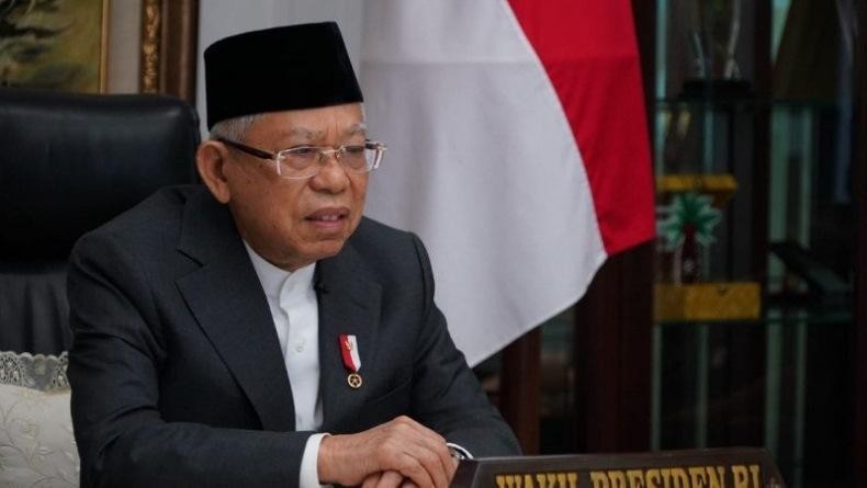 Wakil Presiden RI, Ma'ruf Amin dalam diskusi daring bersama masyarakat. (Foto: setwapres)