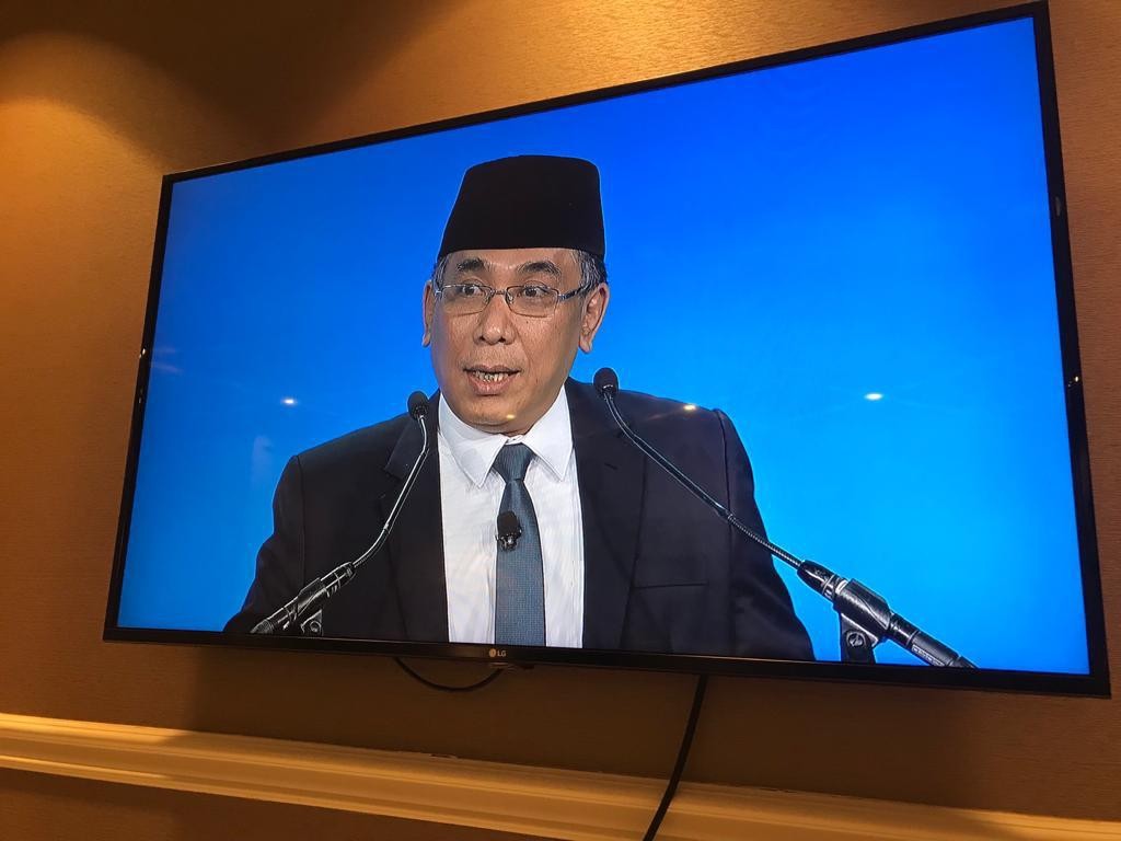 Katib Aam PBNU saat menyampaikan pidato dalam acara International Religious Freedom (IRF) Summit, di Washington, DC, Amerika Serikat, Kamis 15 Juli 2021 waktu setempat