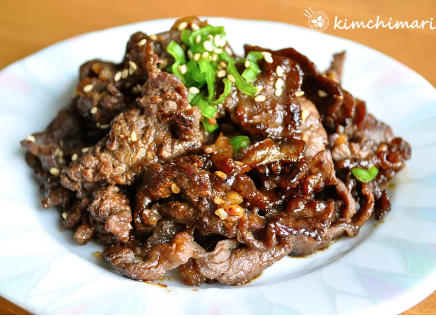 Beef bulgogi, masakan daging sapi tanpa santan saat Idul Adha. Ada pula oseng mercon dan rica-rica. (foto: Kimchimari)