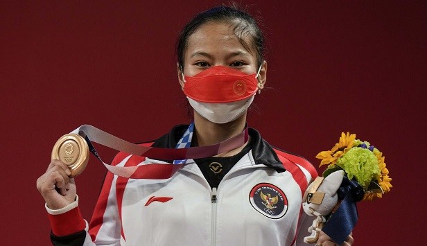 Lifter Windy Cantika Aisah sumbang medali pertama untuk Indonesia, Sabtu 24 Juli 2021. (Foto: Istimewa)