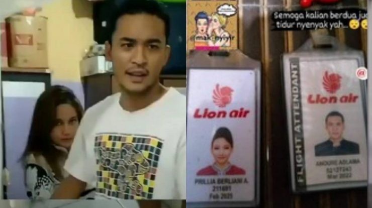 Mantan pramugara dan pramugari Lions Air, Anoure Aslama dan Prillia Berliani, yang video penggerebekannya viral di media sosial. (Foto: Istimewa)