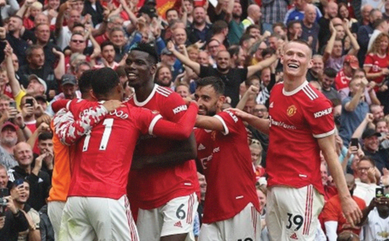 Manchester United menang 5-1 atas Leeds United di laga pembuka Premier League 2021-2022. (Foto: Twitter/@ManUtd)