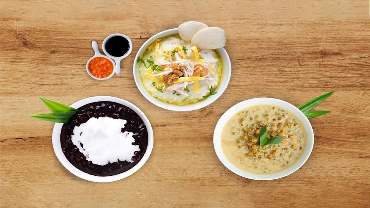 Aneka hidangan bubur, mulai dari rasa manis hingga gurih. (Foto: Istimewa)