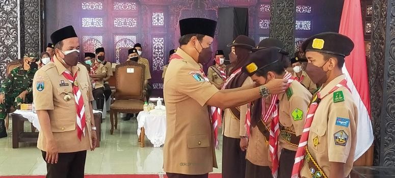 Bupati Pasuruan pimpin apel hari Pramuka, Sabtu, 28 Agustus 2021. (Foto: Dok Pasuruan)