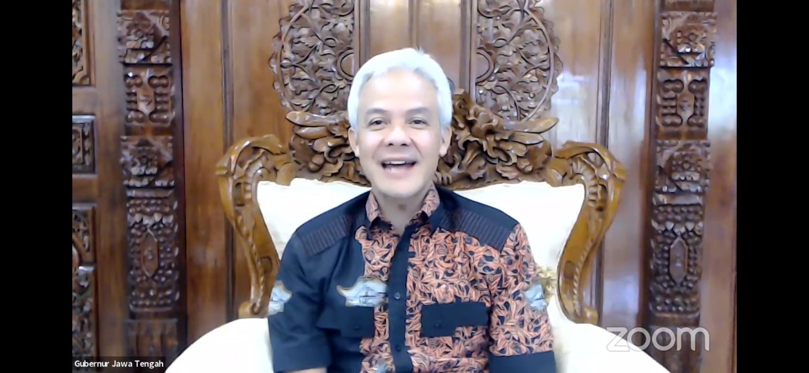 Ganjar Pranowo Gubernur saat mengikuti webinar bersama Persatuan Radio TV Publik Daerah Seluruh Indonesia (Indonesiapersada.id) secara daring, Sabtu 28 Agustus 2021.