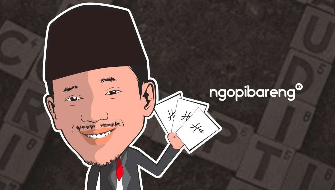 Ilustrasi Hasan Aminuddin, anggota DPR RI dari Fraksi NasDem sekaligus suami Bupati Probolinggo, Puput Tantriana Sari, jualan paraf untuk jual beli jabatan Kades. (Grafis: Fa Vidhi/Ngopibareng.id)