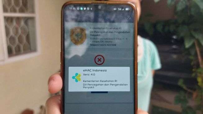 Seorang pengguna eHAC menunjukkan aplikasi tersebut sudah tidak dapat diakses lagi. (Foto: Ant)