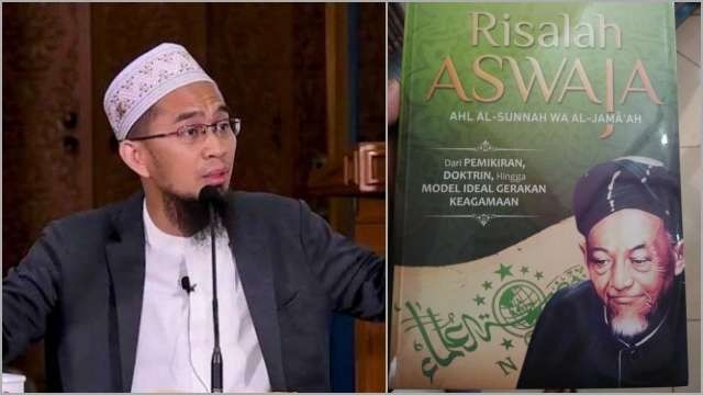 Adi Hidayat dan kitab Kiai Hasyim Asy'ari. (Foto: Istimewa)