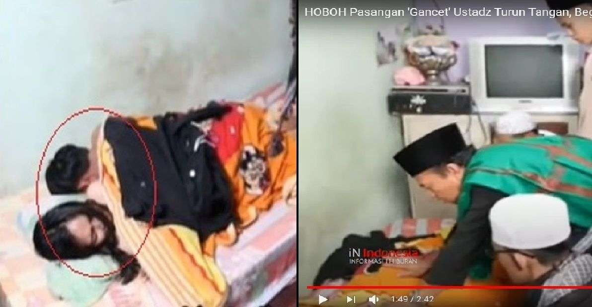 Potongan adegan video pasangan gancet di Malang, Jawa Timur, bisa lepas selama 5 menit usai dibacakan doa oleh Gus Idris. Netizen menduga video ini settingan. (Foto: Tangkapan layar YouTube)