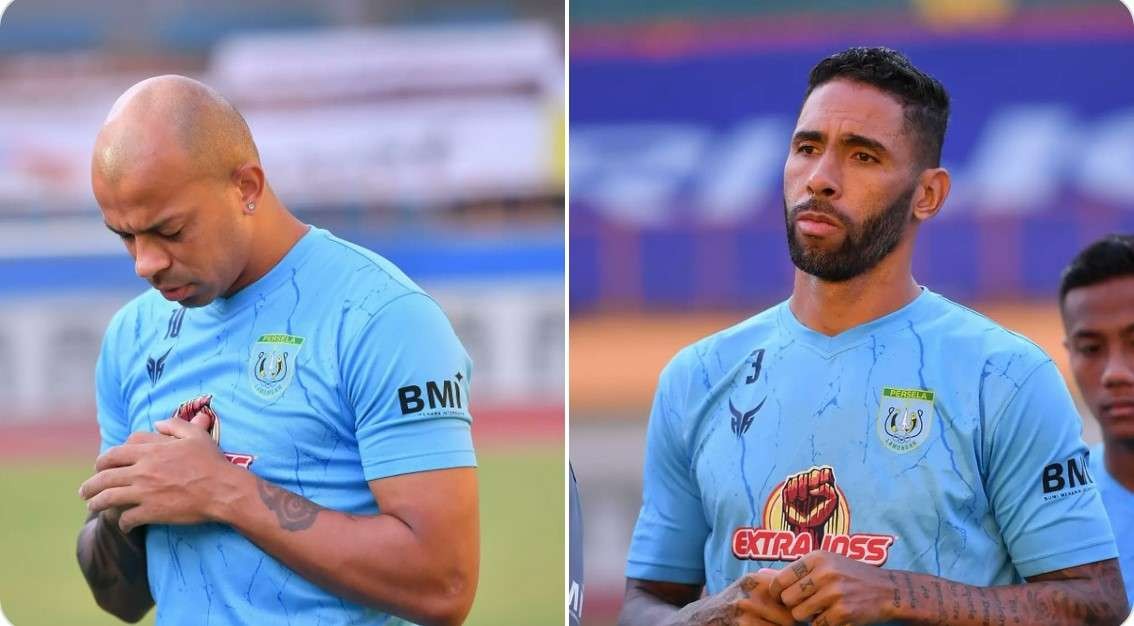 Dua pemain asing Persela, Ivan Carlos dan Demerson Costa. (Foto: Twitter/PerselaFC)