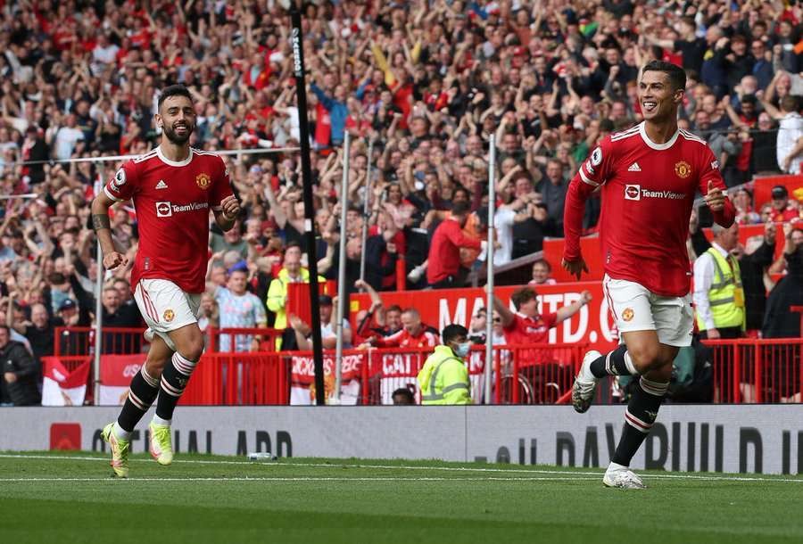 Cristiano Ronaldo ketika mencetak gol pertama bagi kemenangan MU. (Foto: Manchester United)