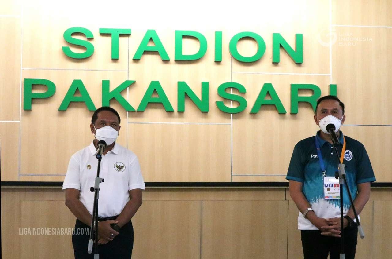 Menteri Pemuda dan Olahraga (Menpora) Zainudin Amali ketika hadir di Stadion Pakansari. (Foto: PT LIB)