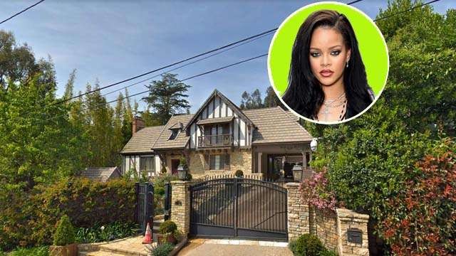 Rihanna (inzet), rumah baru bergaya Tudor di Beverly Hills, California, AS, yang dibelinya dengan harga Rp 145 miliar. (Foto:Mansion Global)