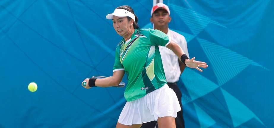 Aldila Sutjiadi saat tampil di pertandingan tenis nomor beregu putri PON XX Papua. (Foto: Istimewa)