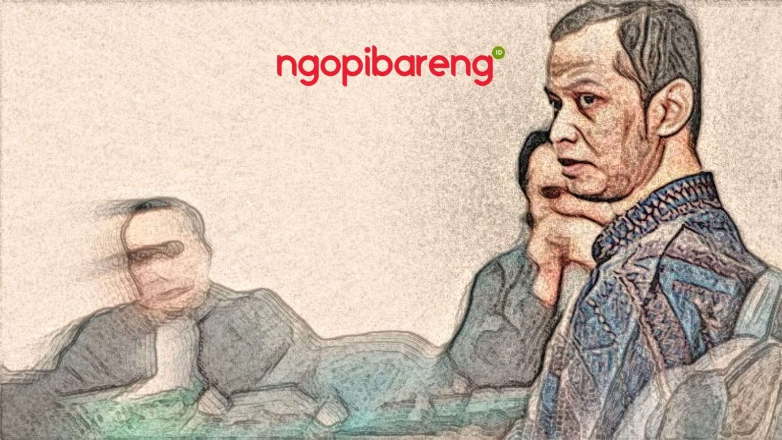 Sang Koruptor di Pengadilan Negeri. (Ilustrasi: Fa Vidi/Ngopibareng.id)