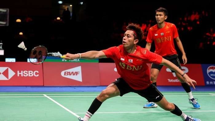 Ganda Fajar/Rian menyumbangkan satu poin. Tim Thomas Indonesia unggul 2-0 atas China. (Foto: PBSI)