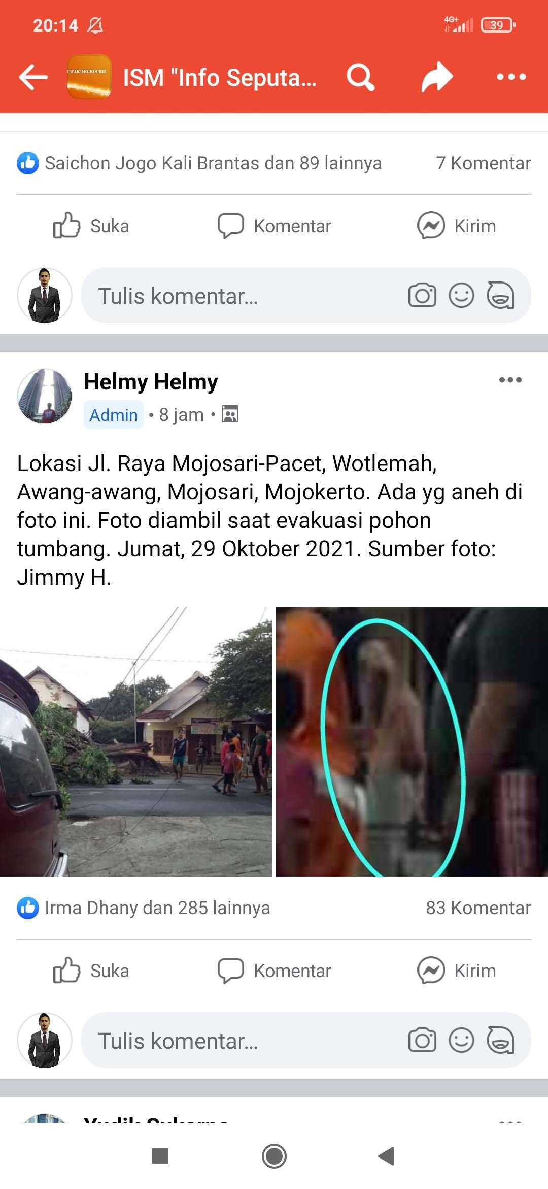 Screenshot postingan Facebook group Mojokerto.(Foto: Istimewa)